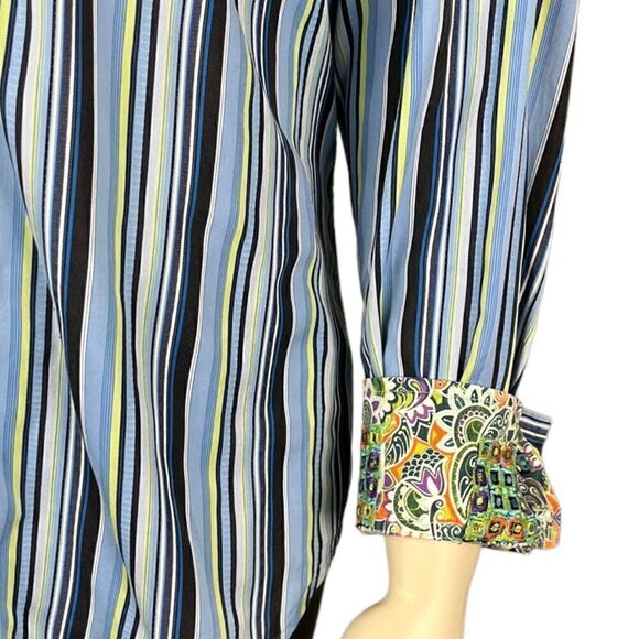 Like New Robert Graham L/S Casual Dress Shirt w/Colorful Vertical Stripes Sz XL - Picture 11 of 14